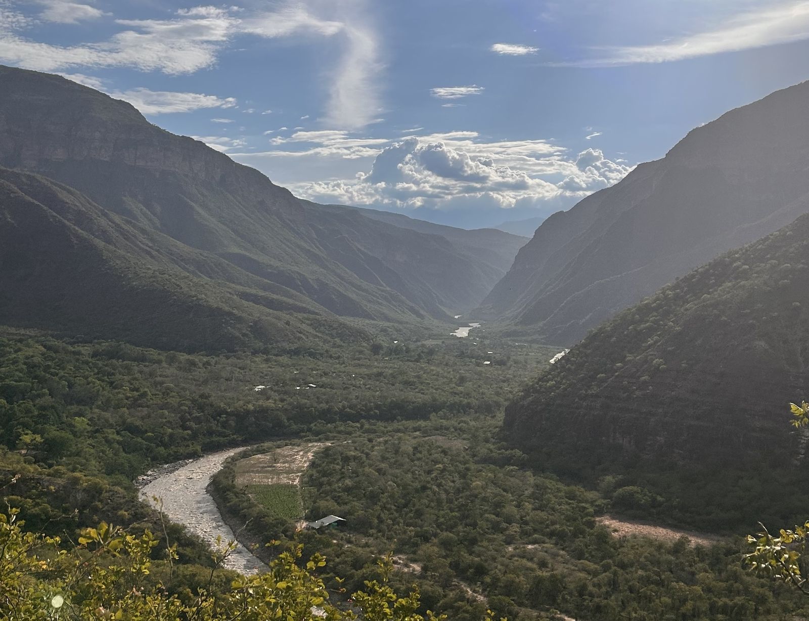 The Chicamocha Canyon from above, with the river winding across the canyon floor